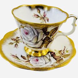 Vintage Loyal Albert,  Teacup, And Saucer White Rose -4465