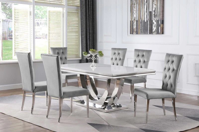 Kerwin Gray/Chrome 7-Piece Dining Set - Shop Now Pay Later - $39 Down
