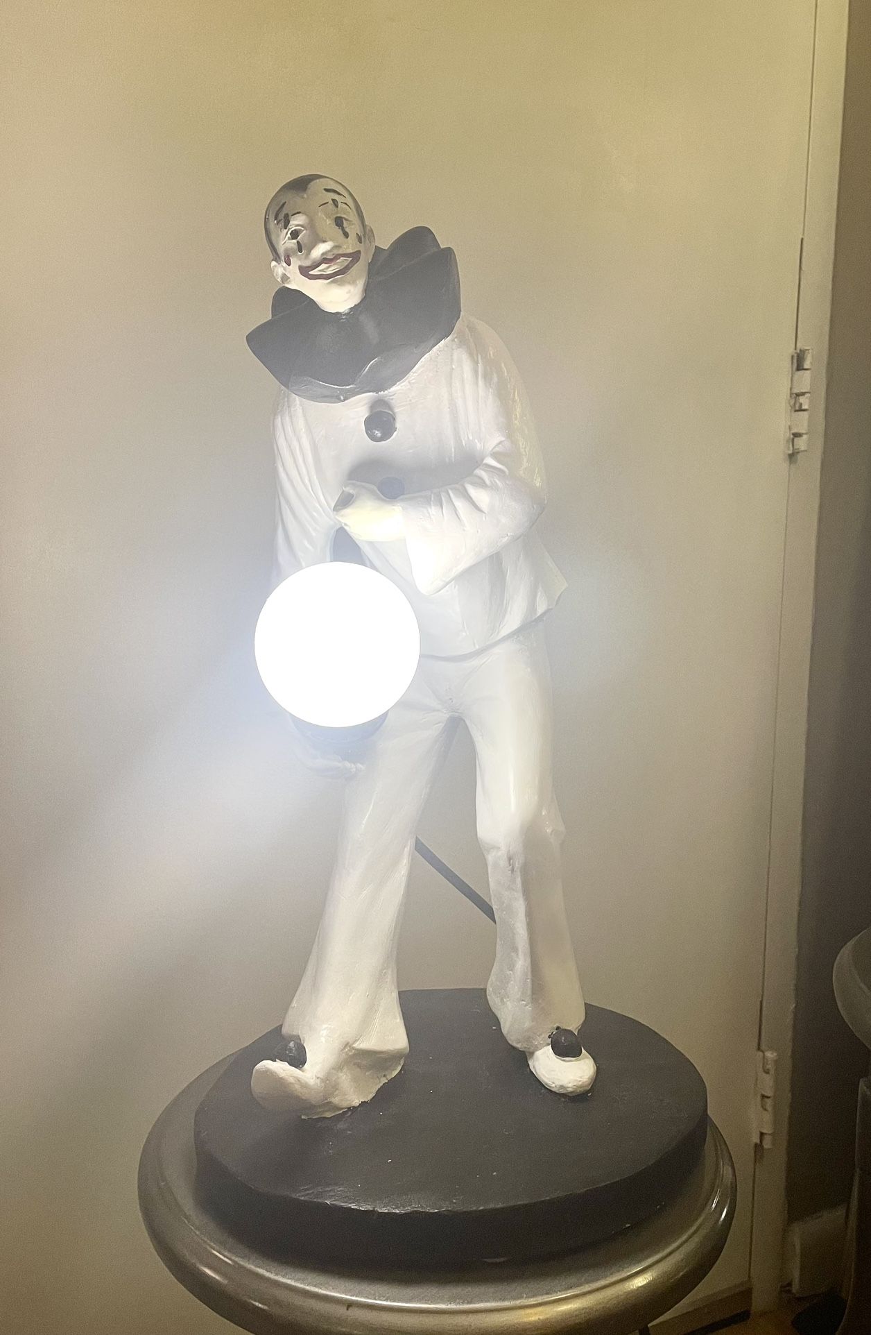 Vintage Pierrot Clown Statue Made Into Lamp