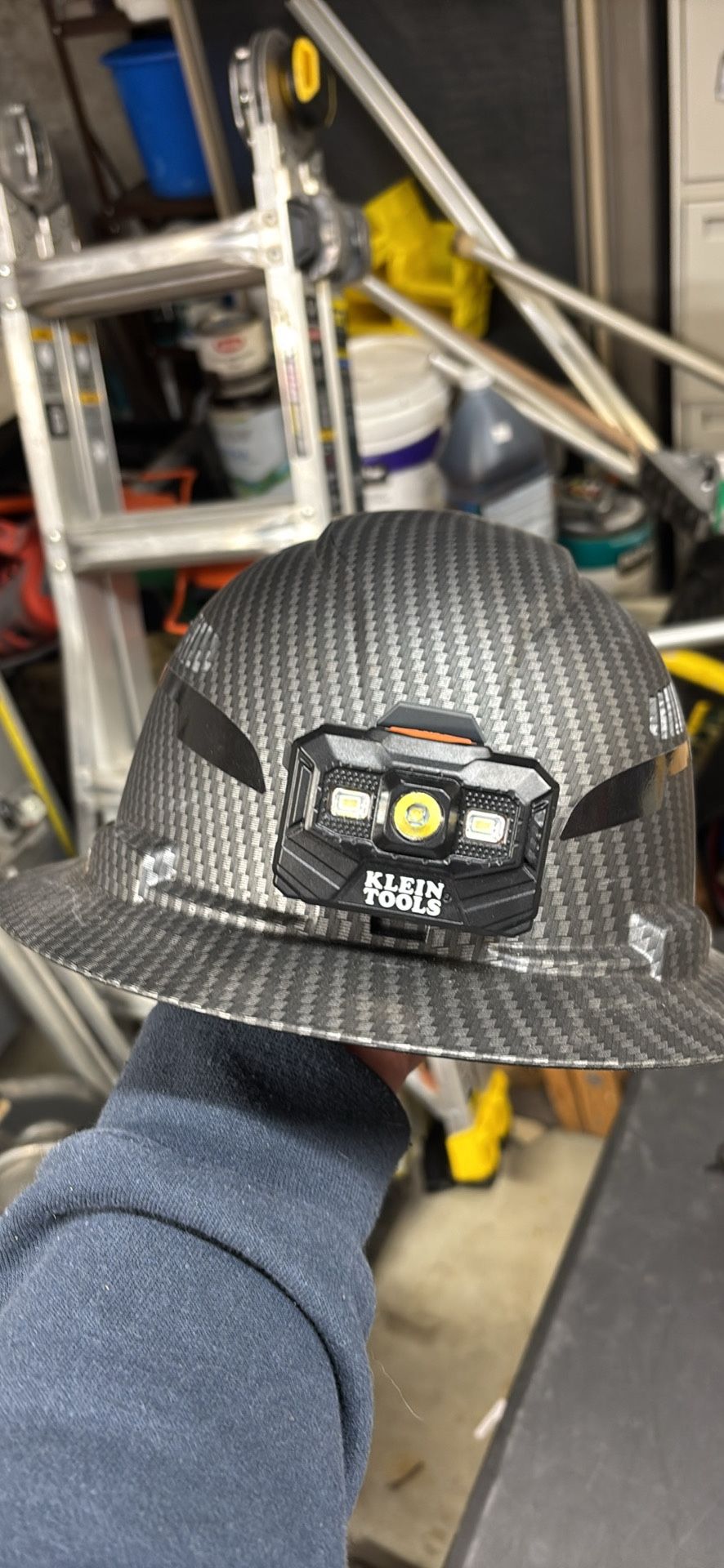 KLEIN CARBON HARD HAT WITH LIGHT