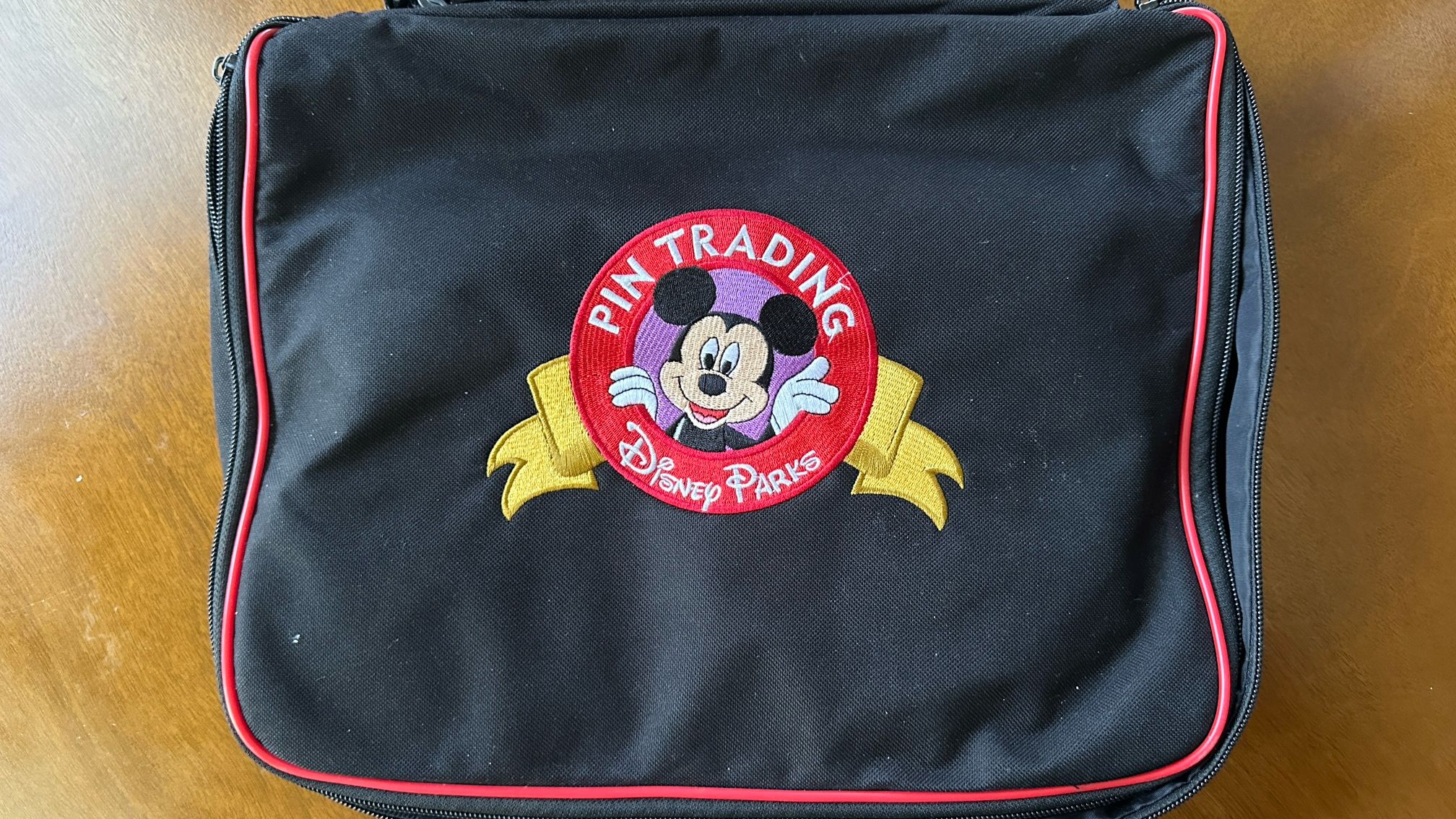 Disney Parks Mickey Mouse Large Pin Trading Embroidered Messenger Bag Black