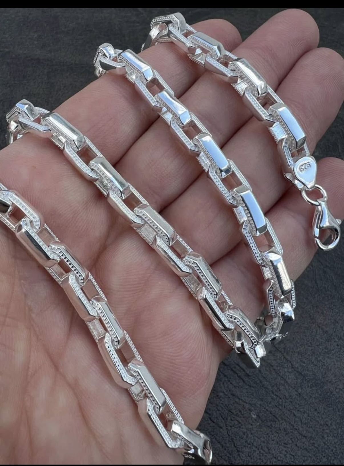 Rolo Hermes Link Real Solid 925 Sterling Silver 7mm Chain Necklace Or Bracelet