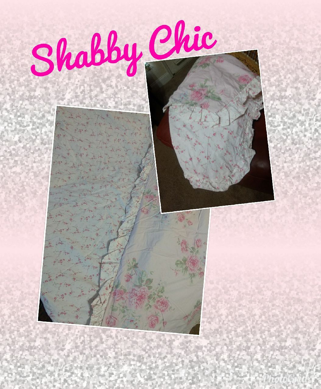 SHABBY CHIC KING SZ COMFORTER SET