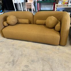 Bodrum Dark Yellow Curved Boucle Sofa