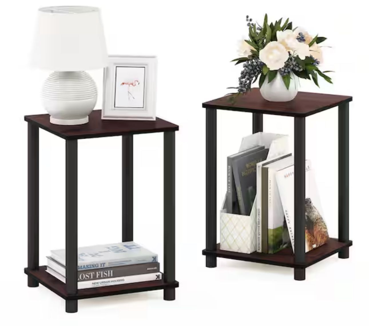 Turn N Tube Dark Cherry Simple End Table (2-Set)