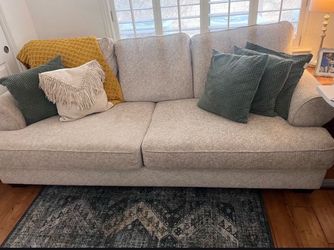 Light Beige Fabric Two-Cushion Sofa
