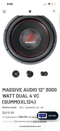 Massive audio, sumo XL 12 inch subwoofer