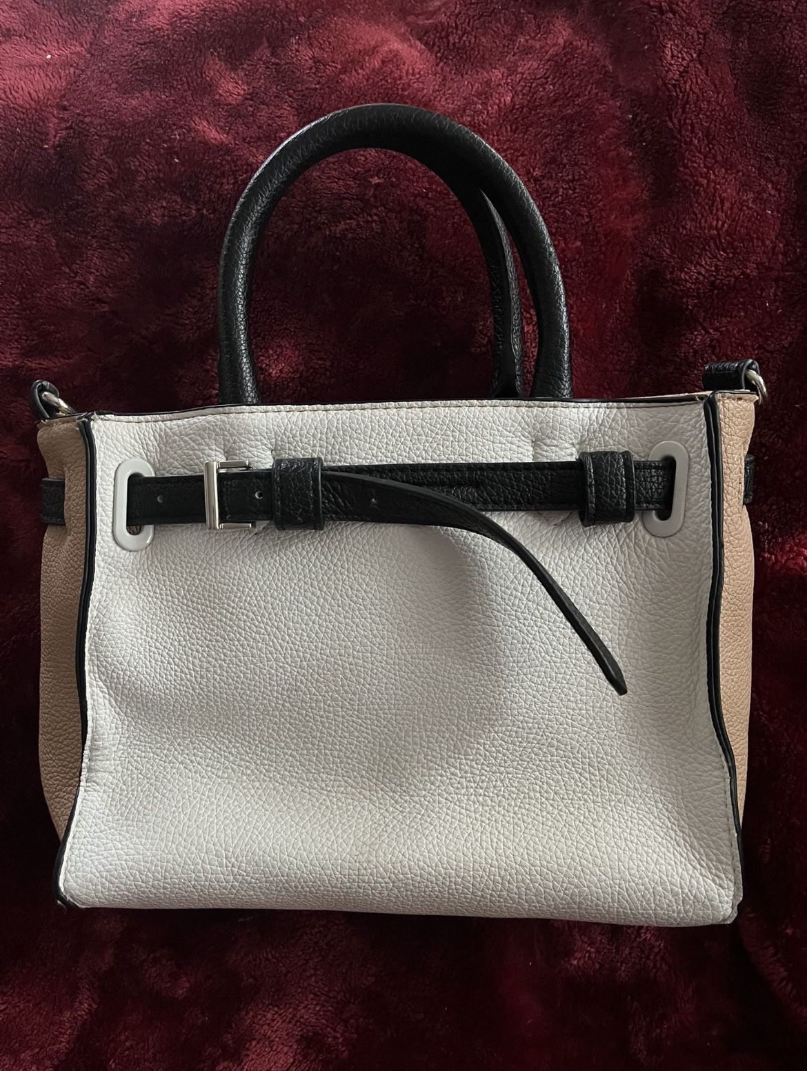 Tan/White Tote Bag