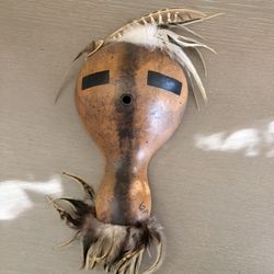  Native American-style art mask crafted from a gourd