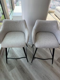 Leather Fabric Bar Stools (Set of 2)