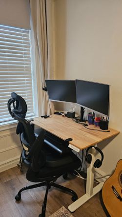 Standing Desk with Bamboo Top and White Frame