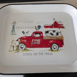 Set Of 3 Farm Enamel Trays