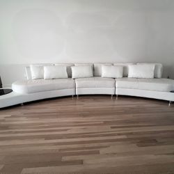 Curved Modular Leather Sectional Sofa
