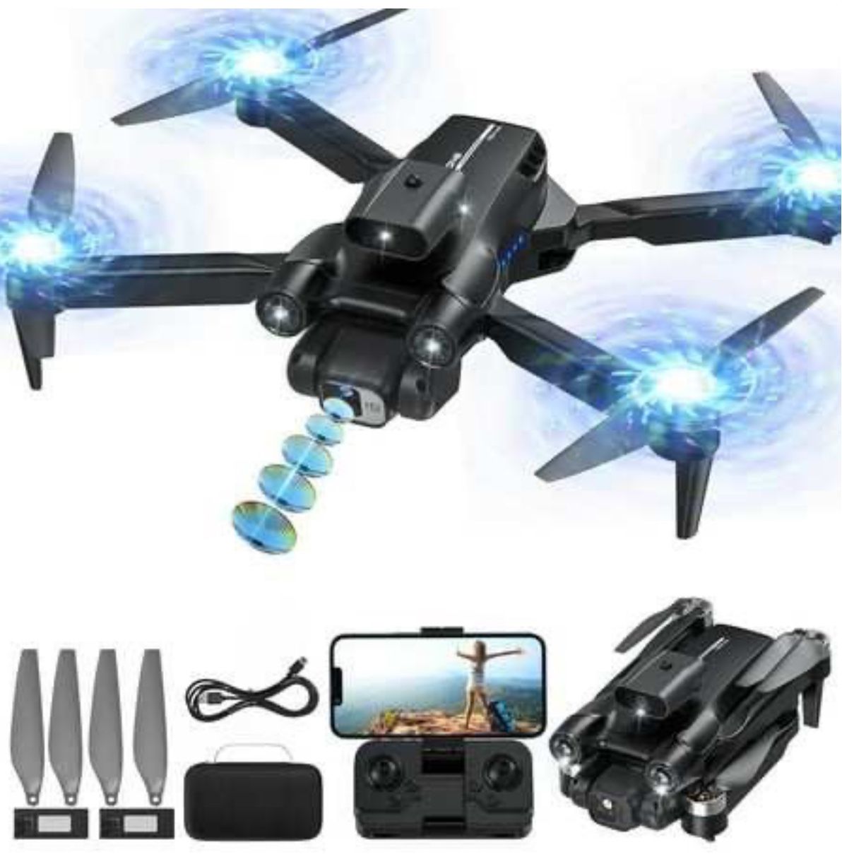 VILINICE 8" Drone with Camera - LH-X77PRO 1080P HD 4K Camera , RC Quadcopte