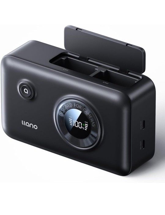 llano 2-in-1 NP-FW50 Fast Camera Dual Battery Portable Charger for Sony ZV-E10, Alpha a6400, a6000, a6300, a7s, a7, a7s ii, a5100, a7r, a7ii, 12400mAh
