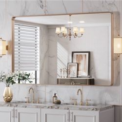 48" X 30" Gold Bathroom Mirror