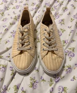 Serra Beige Striped Canvas Sneakers
