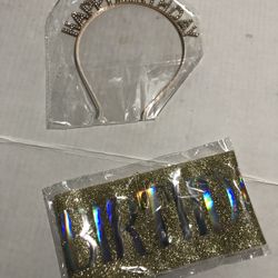Birthday Gold Crown with a Wueen Bday Sash 