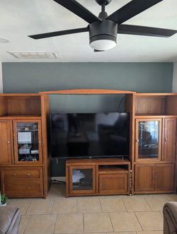 Entertainment center 9'x6' wood looking color