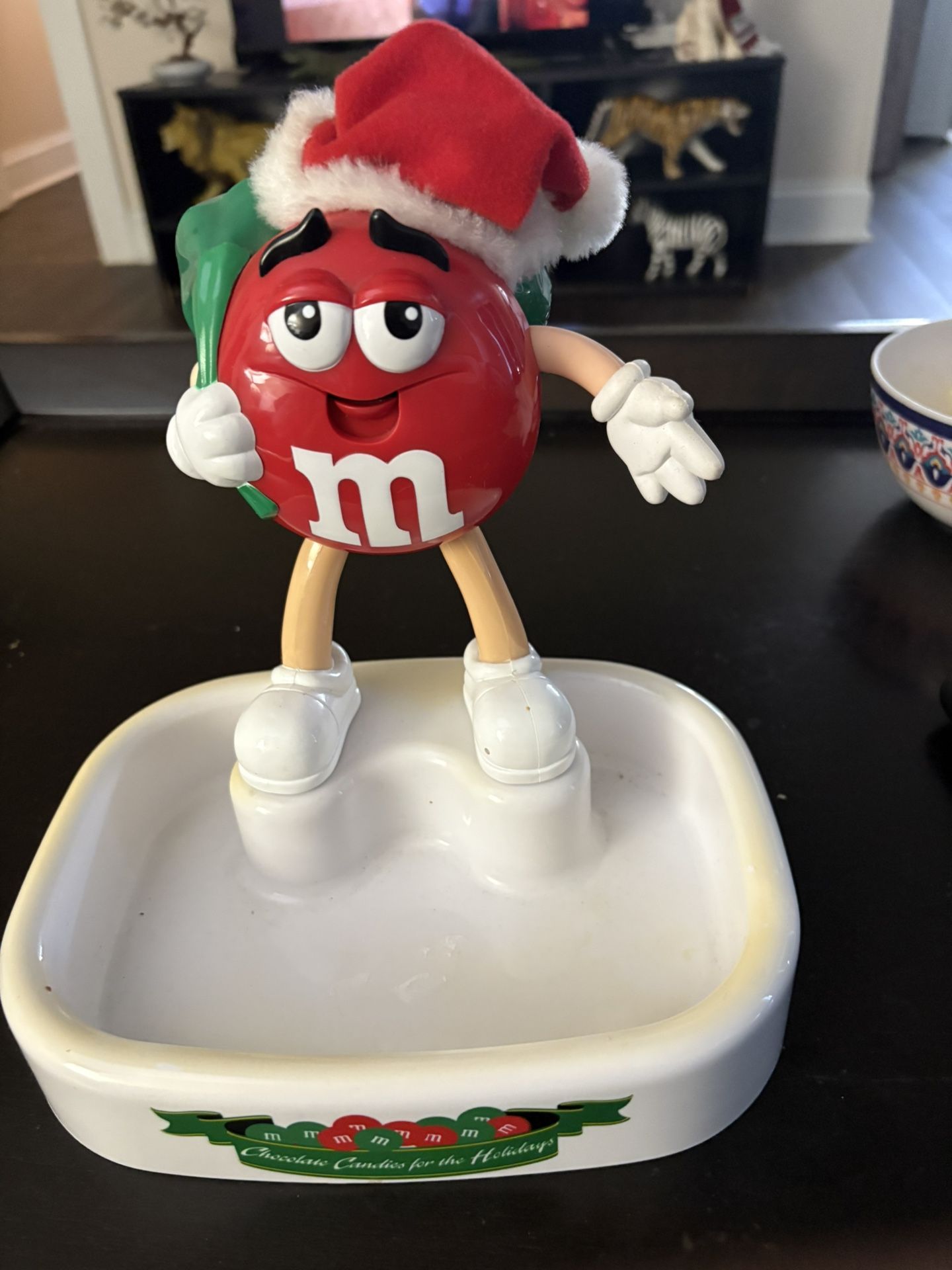A Talking Red M&M Candy Dish