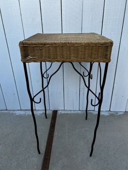 Rattan / Wicker Black Metal Side Table 
