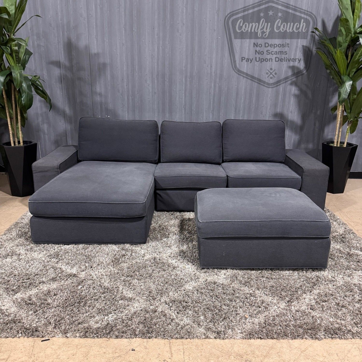 🛋️Small Gray Sectional & Ottoman w/ storage (Delivery Available!! )