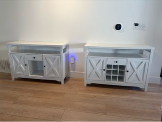 2 white coffee/bar hutches- great condition!