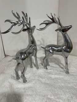 Metal Reindeer Sculpted Tabletop Decor size 14” set of two