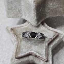 Zales - 1 CT. T.W. Enhanced Black and White Diamond Split Shank Engagement Ring