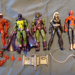 Marvel Legends Spider-Man Lot.  Carnage, Green Goblin, Prowler, Black Cat, Peter B Parker 