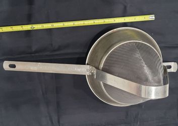 COBEL 200 Bouillon Strainer Tin-Plated Steel w/ Stainless Fine Mesh 8" France