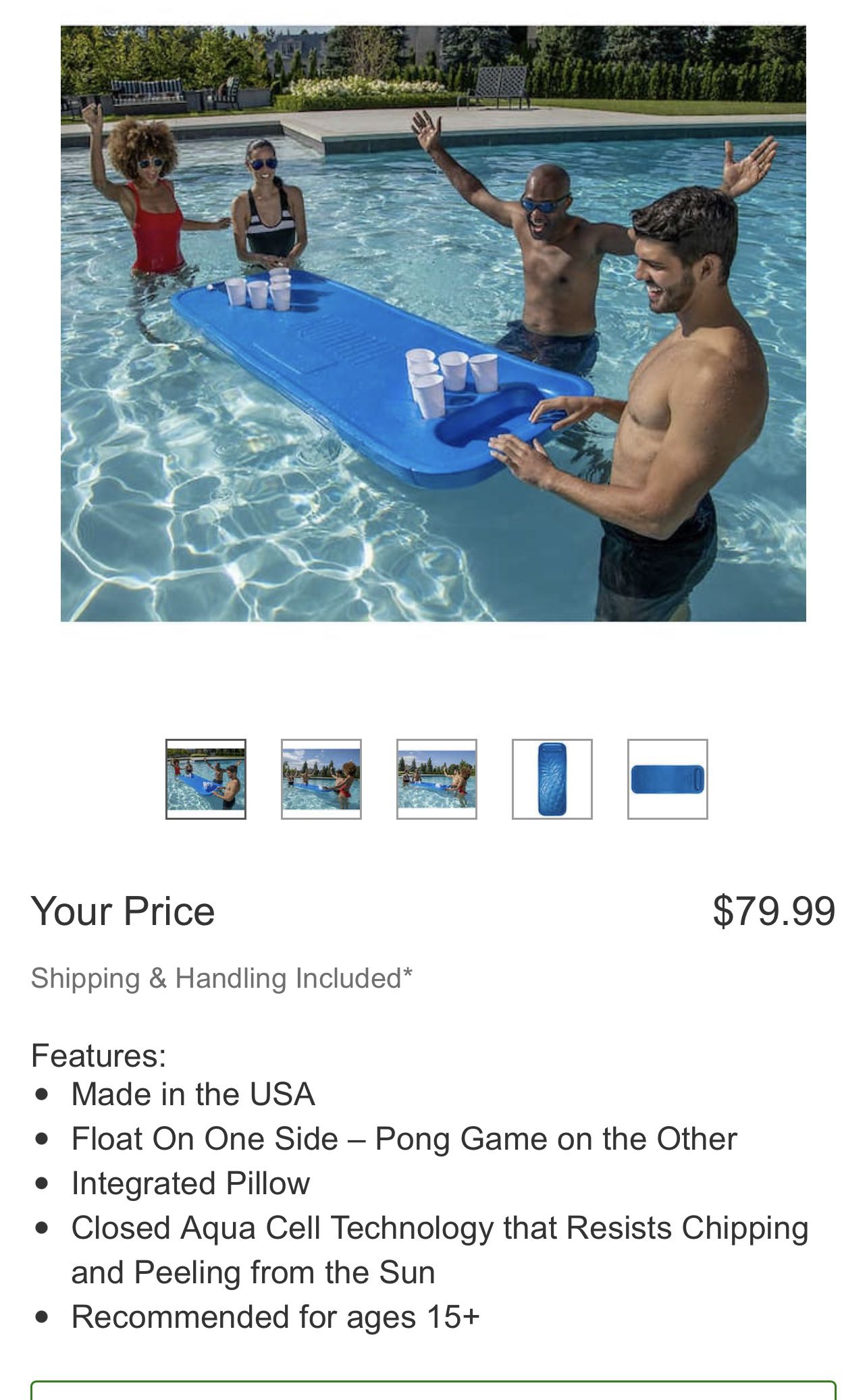Pineapple Pong Pool Float Retails over $80 In box Features: Made in the USA  Float On One Side – Pong Game on the Other Integrated Pillow Closed Aqua  for Sale in Duluth