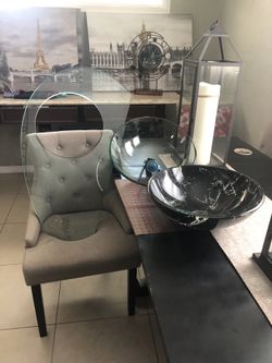 Glass sink set with marble sink