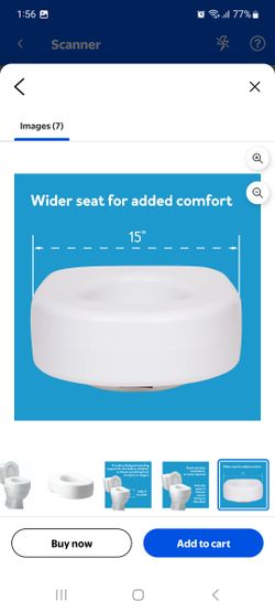 Carex Raised Toilet Seat Riser, Adds 5.5" of Height, 300 lb Weight Capacity, Slip-Resistant, White