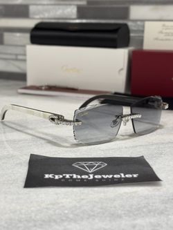 Cartier White Buffs Grey Diamond Cut Lenses Silver 