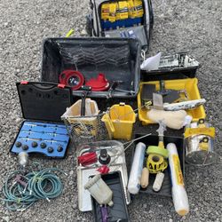 Paint brushes, rollers, and trays
