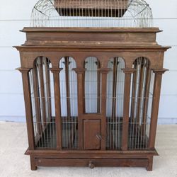 Large Majestic Bird Cage Vintage Victorian Style Dome Wooden
