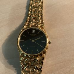Gruen Precision Diamond Watch Women 24mm Gold Tone Nugget