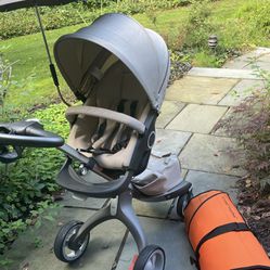 Stokke Xplory Stroller + Prampak + FREE Stokke Baby Cot