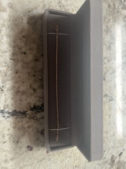 Moissanite bracelet  rose gold 2mm 7 inches long