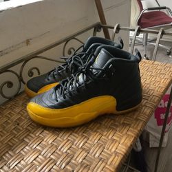 Yellow And Black Jordan 12s Size 5Y 