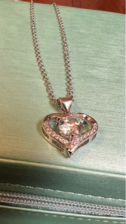 2CT Silver Moissanite Heart Pendant Necklace