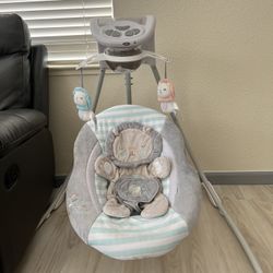 Ingenuity InLighten Baby Swing - Easy-Fold Frame & Light Up Mobile - Twinkle Tails