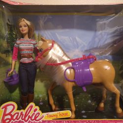 Barbie Tawny Horse & Doll Set w/ Saddle, Doll Fashions, & Helmet (Mattel #BJF78)