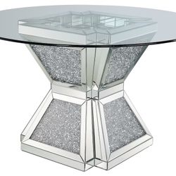 TRENDING GLAM BLING FAUX DIAMONDS ROUND PEDESTAL BASE D / FOYER TABLE - MESA