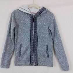 American Eagle Fleece Lined Knit Hoodie Size Small in Gray, Pink
