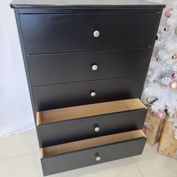 All New Black Chest Five Drawer Dresser 
