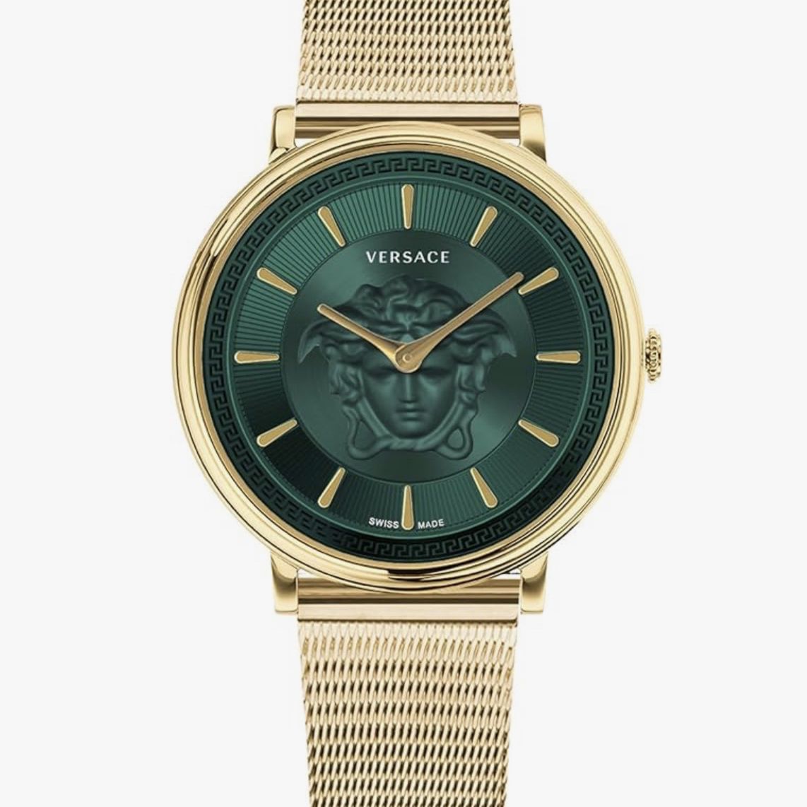 Versace Womens Green 38 mm V-Circle Medusa Watch