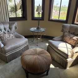 2 Accent Chairs W Foot Stool 