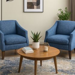 Modern Blue Accent Chairs – Set of 2, Delivery Available